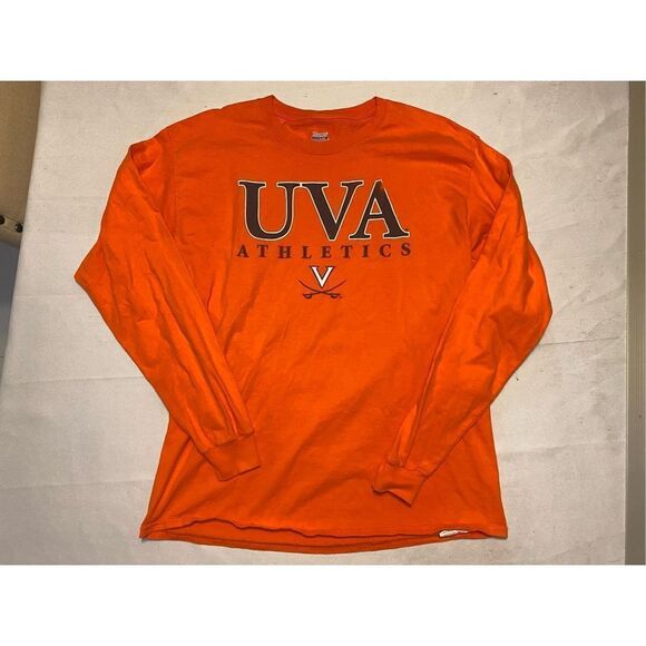 Virginia Cavaliers Shirt Mens Large Orange Long Sleeve UVA Athletics College - Picture 1 of 6